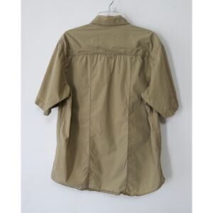 Eddie Bauer Men's short-sleeve Khaki shirt sz LT outdoor hiking fishing gorpcore